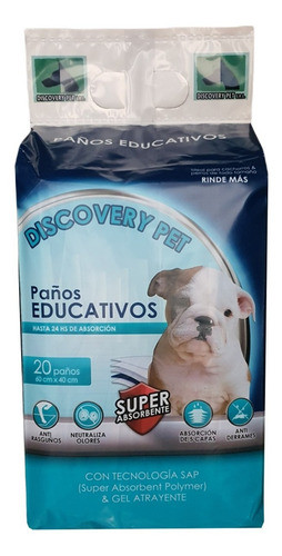Paños Pañales Entrenamiento Perros 20u 60x40 Discovery Pet 0