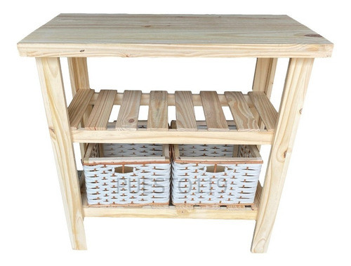 Mesa Arrime Vanitory Pino 0,80 Cm Quesera + 2 Canastos Combo 0