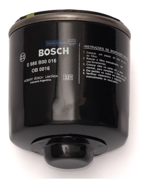 Filtro Aceite Bosch Vw Gol Trend 1.6 8v 2016 2017 2018 2019 0