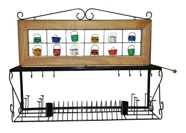 Paneleiro Escorredor Madeira Ferro Cozinha Pratos Promoção 0