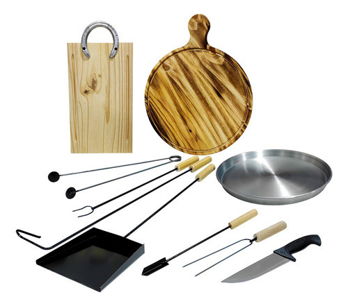 Juego Parrilla Asado Pizza Accesorio Set X 10 Kit Parrillero 0
