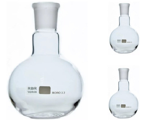 Balão Fundo Chato 250ml Com Junta 24/40  (3 Peças) 0