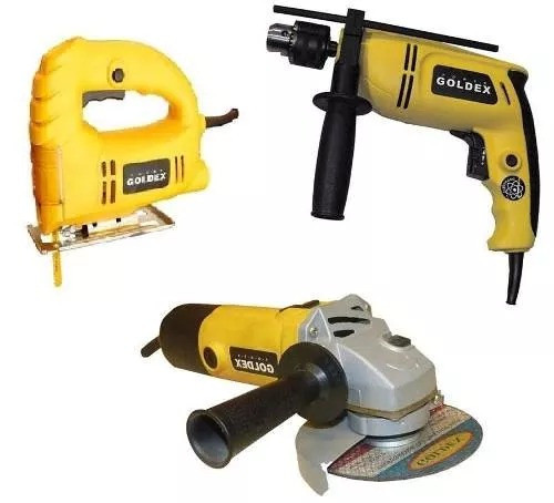 Kit Taladro + Amoladora + Caladora + 22 Accesorios Goldex 0