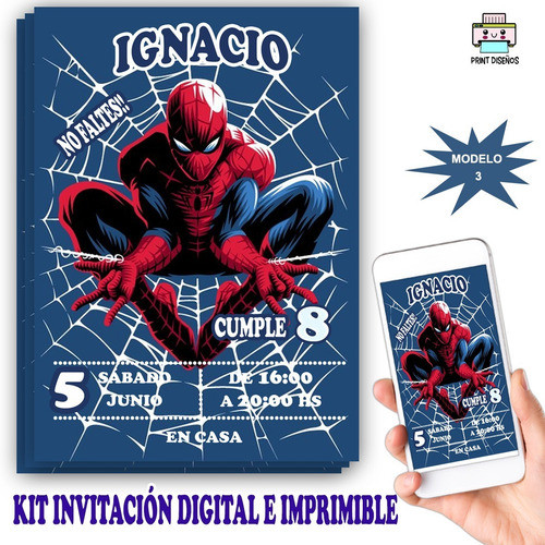 Invitación Digital Personalizada Whatsapp Spider-man M3 0