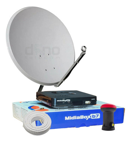 Kit Receptor Digital Century Midiabox B5+ Antena Lnbf Cabo 0
