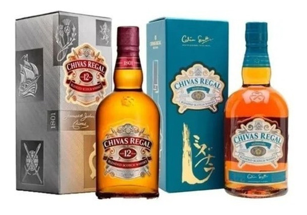 Whisky Chivas 12 Años 750ml + Chivas Mizunara 750ml.- 0