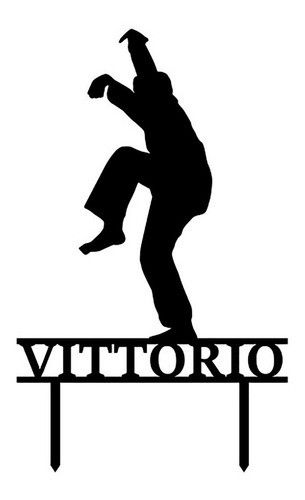 Topper Cake Adorno Torta Karate Grulla Nombre Personalizado 0