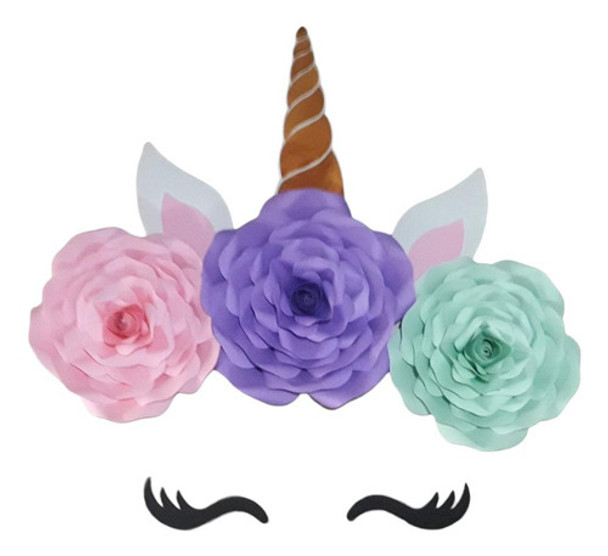 Fondo De Mesa Unicornio, Tiara Con Flores De Papel Unicornio 0