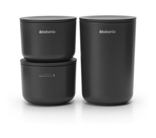 Set X 3 Recipientes De Tocador Brabantia Apilables Dark Grey 0
