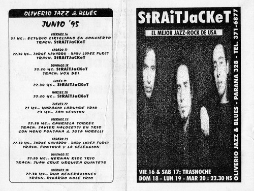 Programa Straitjacket - Junio 1995 - Oliverio Jazz & Blues 0