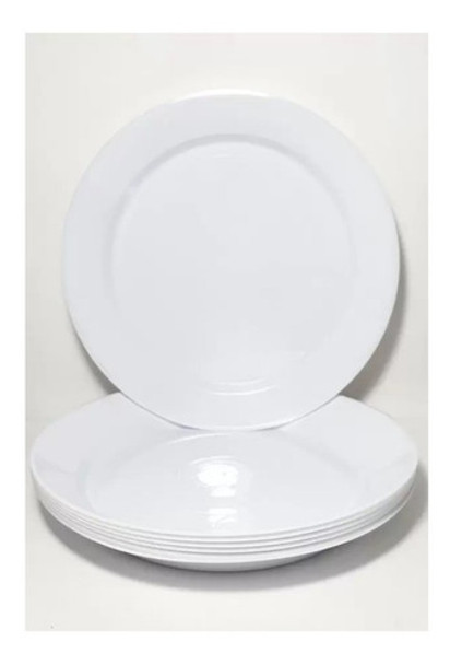 Prato Acrílico Refeição Resistente 22cm Branco 10 Unid 0