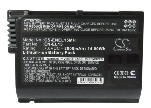 Batería Para Nikon En-el15, Coolpix D7000, 2000mah 0