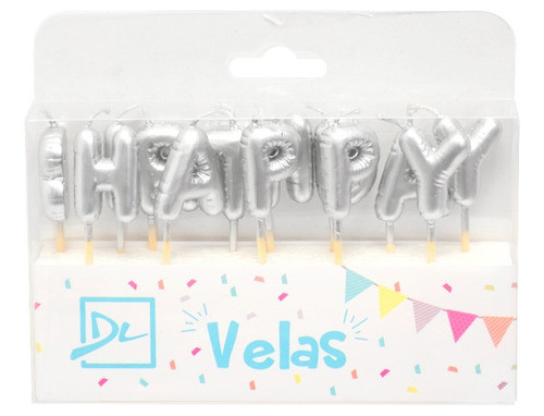 Vela Happy Birthday Color Plata Metalizada - Ca 0