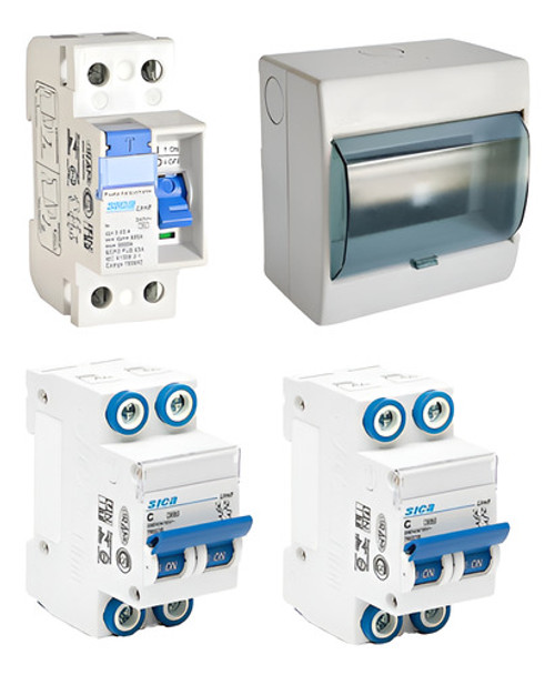 Kit 2 Termica 5 A 32 Sica + 1 Disyuntor 40 Sica + Caja 6 Mod 0