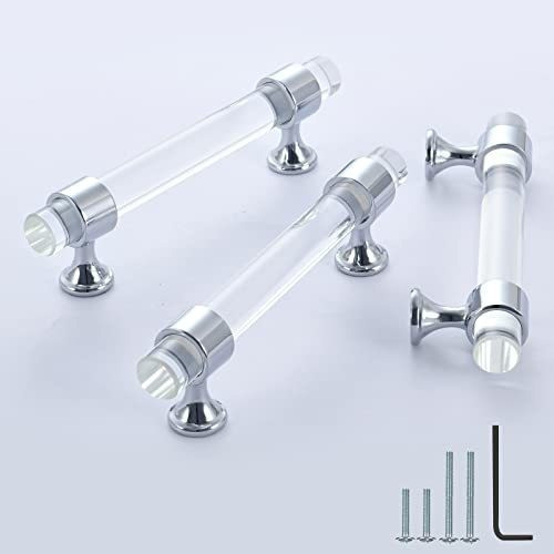 Tiradores De Vidrio / Plateado (96mm E/agujeros) X 12u 0