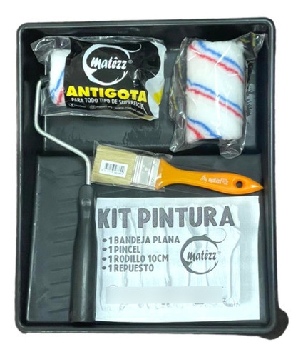 Kit Bandeja + Rodillo 10x40 + Repuesto + Pincel Para Pintor 0