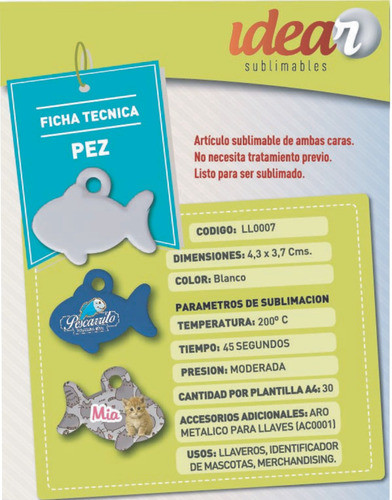 20 Llaveros Para Sublimar Pez De Polimero Blanco Idear 0