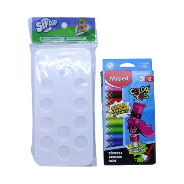 Tempera Maped Color Peps + Paleta De Plastico Sifap 0 Tempera Maped Color Peps + Paleta De Plastico Sifap 0