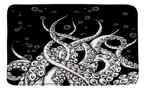 Tfggndf Octopus Tentacles Alfombra De Baño Blanco Y Negro Re 0