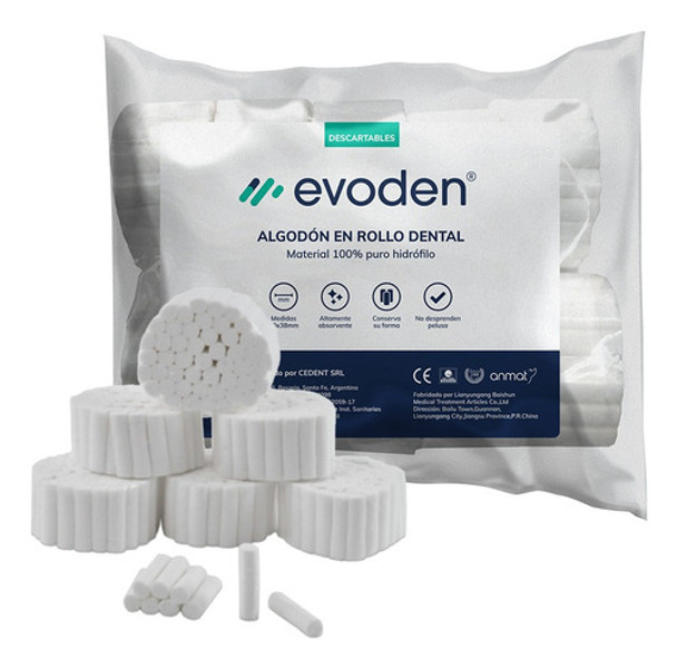 Algodón En Rollo Bolsa 500u Odonto Dental Natural Evoden 0
