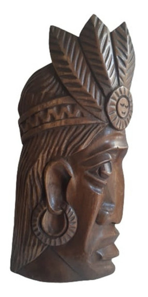 Adorno Para Pared, Talla De Indio En Madera 0