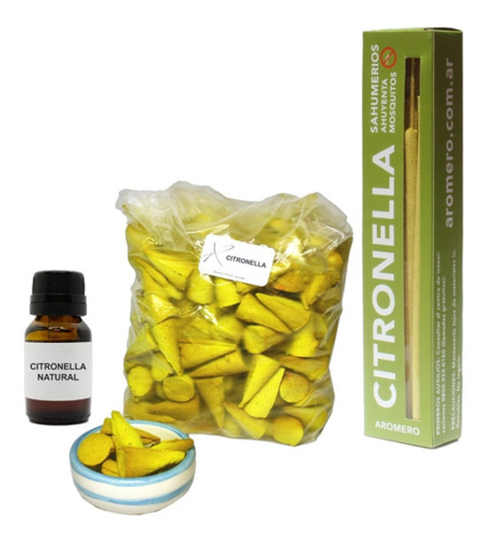 Combo Jardin Citronella 20 Sahumerios+100 Conos+ Aceite 10ml 0