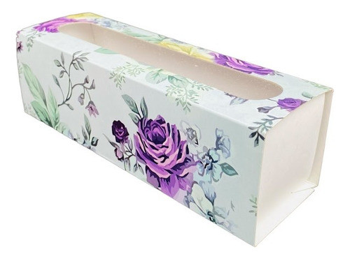 10 Cajas Para Macarons Estampado Flor Con Visor 0