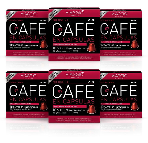 Café Cápsulas Aluminio Viaggio Espresso Fortissimo X 60u 0