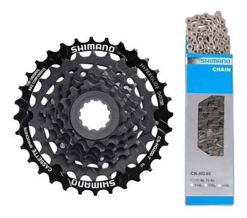 Kit Transmisión Cadena Shimano + Piñon Shimano 7v Cassette 0