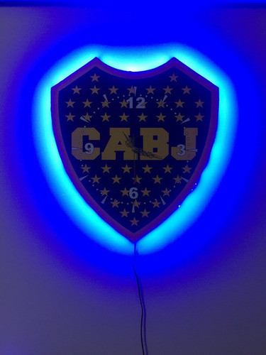 Escudo Reloj Pared Boca Juniors Xeneize Fibrofacil Led Azul 0