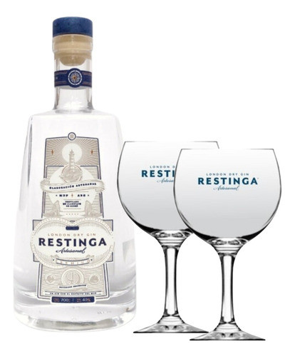 Combo Gin Restinga 700ml + 2 Copas  Restinga Vidrio 0