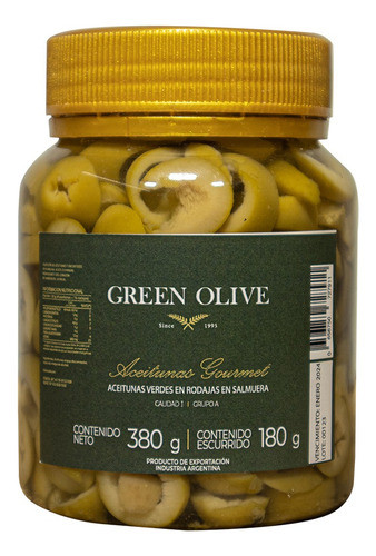 Aceitunas Verdes En Rodajas Green Olive X 180 Gr. Esc. Pet 0
