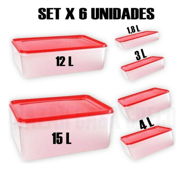 Set 6 Contenedores Hermeticos Recipientes De Comida Freezzer 0 Set 6 Contenedores Hermeticos Recipientes De Comida Freezzer 0