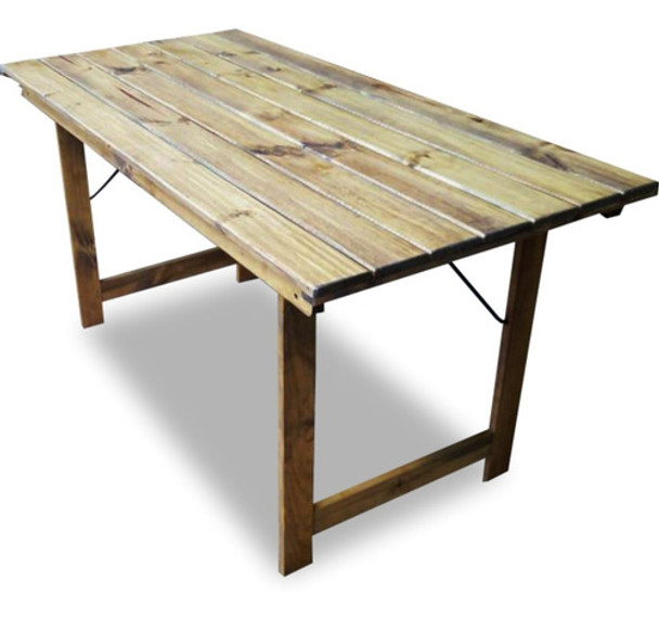 Mesa De Madera 2.00 Pino Plegable Uso Quincho C/impregnante 0
