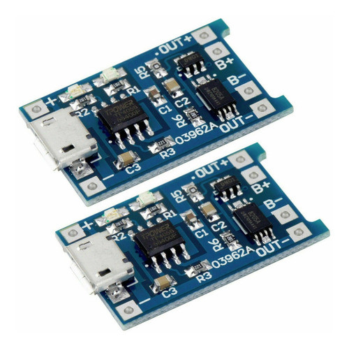 Lote 2 Modulos Carga Desc Usb Li Ion 18650 Tp4056 Emn 0