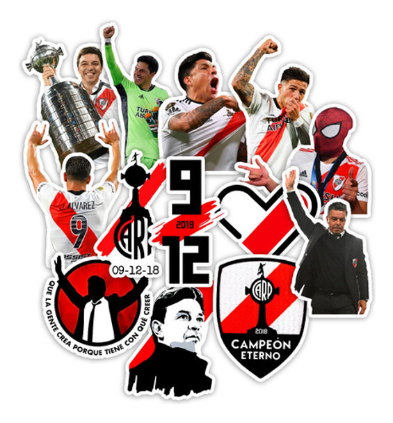 Stickers River Plate 20 Unidades Pvc Plastificados 0