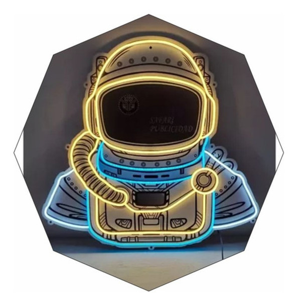 Cartel Neón Led Astronauta 70x66 Cm - Deco - Luminoso - Luz 0