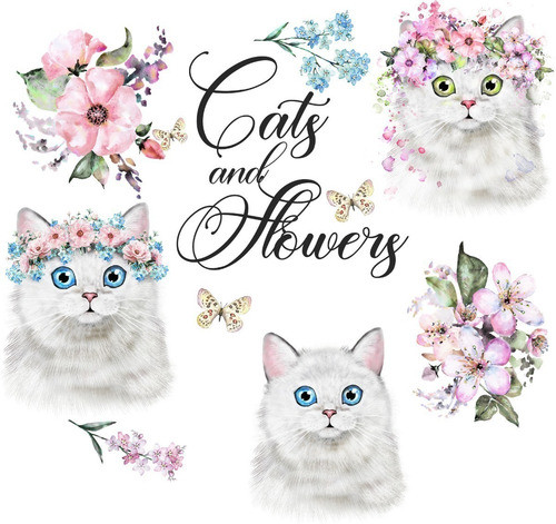 Cliparts Png Papeles Gatos Gatitos Gatas Gatitas Con Flores 0