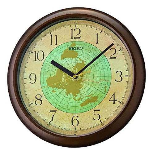 Reloj De Pared Seiko World Globe, Marrón Metálico 0