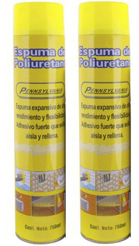 2 X 1 Espuma De Poliuretano Expansible Expandido 750 Ml ! 0