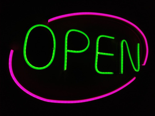 Cartel Neon Led Abierto Open Abierto Comercio Negocio 0