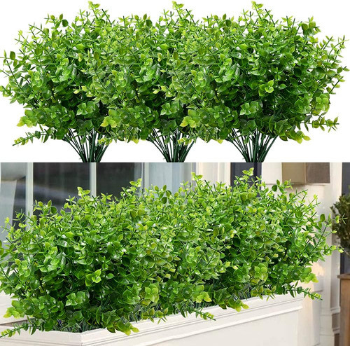 Artbloom 8 Paquetes Plantas Artificiales Boj Resistentes A Y 0