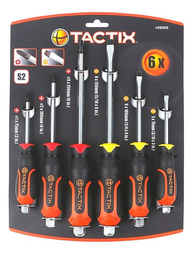 Juego Set Destornilladores Varilla Hexagonal 6 Piezas Tactix 0