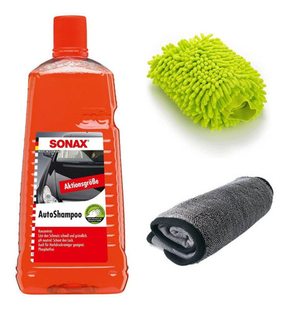 Kit Lavado Auto Shampoo Sonax 2lt + Manopla + Microfibra 0
