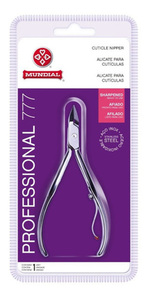 Alicate Profesional Cutículas Acero Inoxidable Mundial 777 0