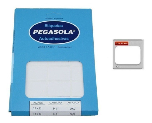 Etiqueta Vigor Pegasola Rectangular Blanco 3022 23x33mm 0