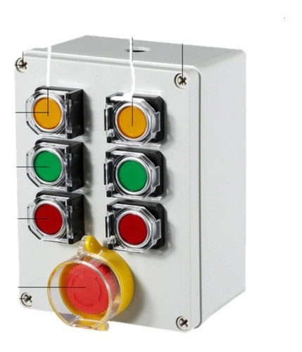 Caja Interruptor Botonera 6 Pulsadores Con Parada Emergencia 0