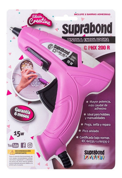 Pistola Encoladora Suprabond Hot Melt Modelo Hx 200 Rosa S/c 0