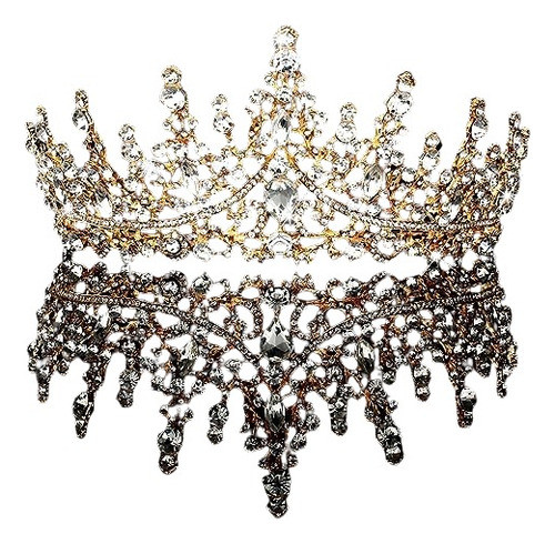 Corona Tiara De Novia Quinceañera Cristales Base Dorada 0