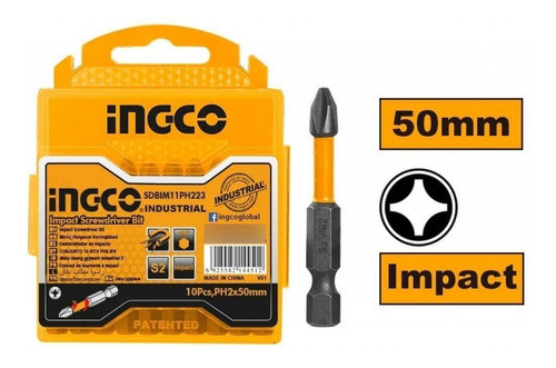 Set Puntas Impacto Ph2 50mm 10pcs Ingco 0